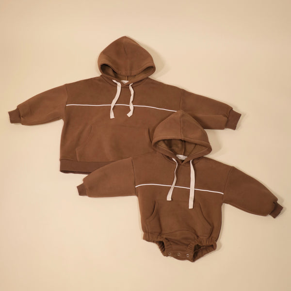 BABY BROWN HOODIE BODYSUIT