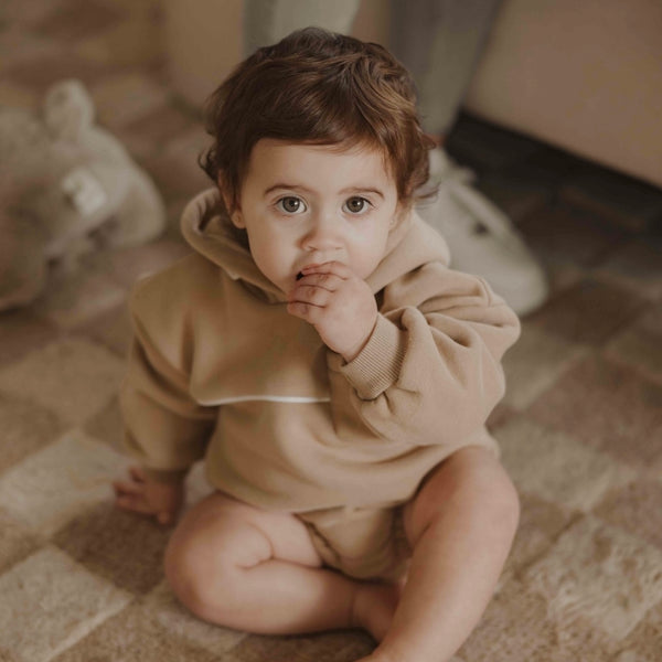 Baby Beige Hoodie Bodysuit for Easy Matching | Shoppuella